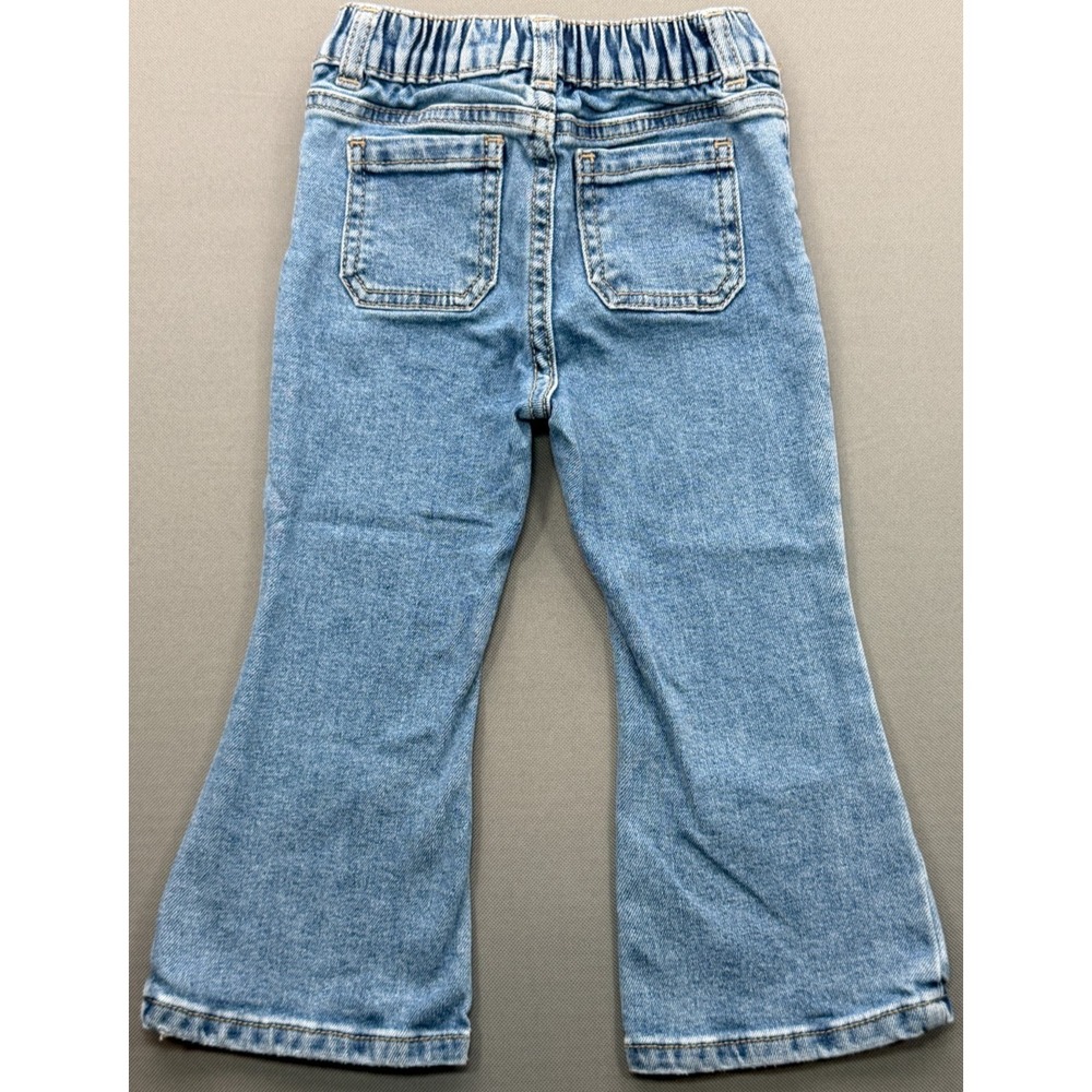 Wonder Nation Flare Jeans Bell Bottom Stretch Denim Blue Patch Pocket Toddler 2T - Picture 5 of 14